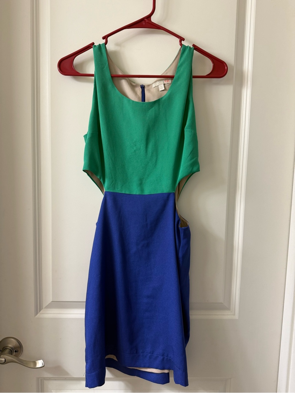 Gianni Bini Green and Blue Colorblock Midi Dress